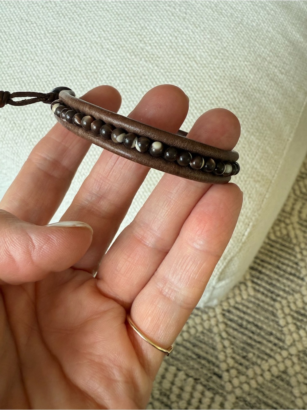 Chan Luu Brown Leather Beaded Wrap Bracelet - Picture 3 of 5